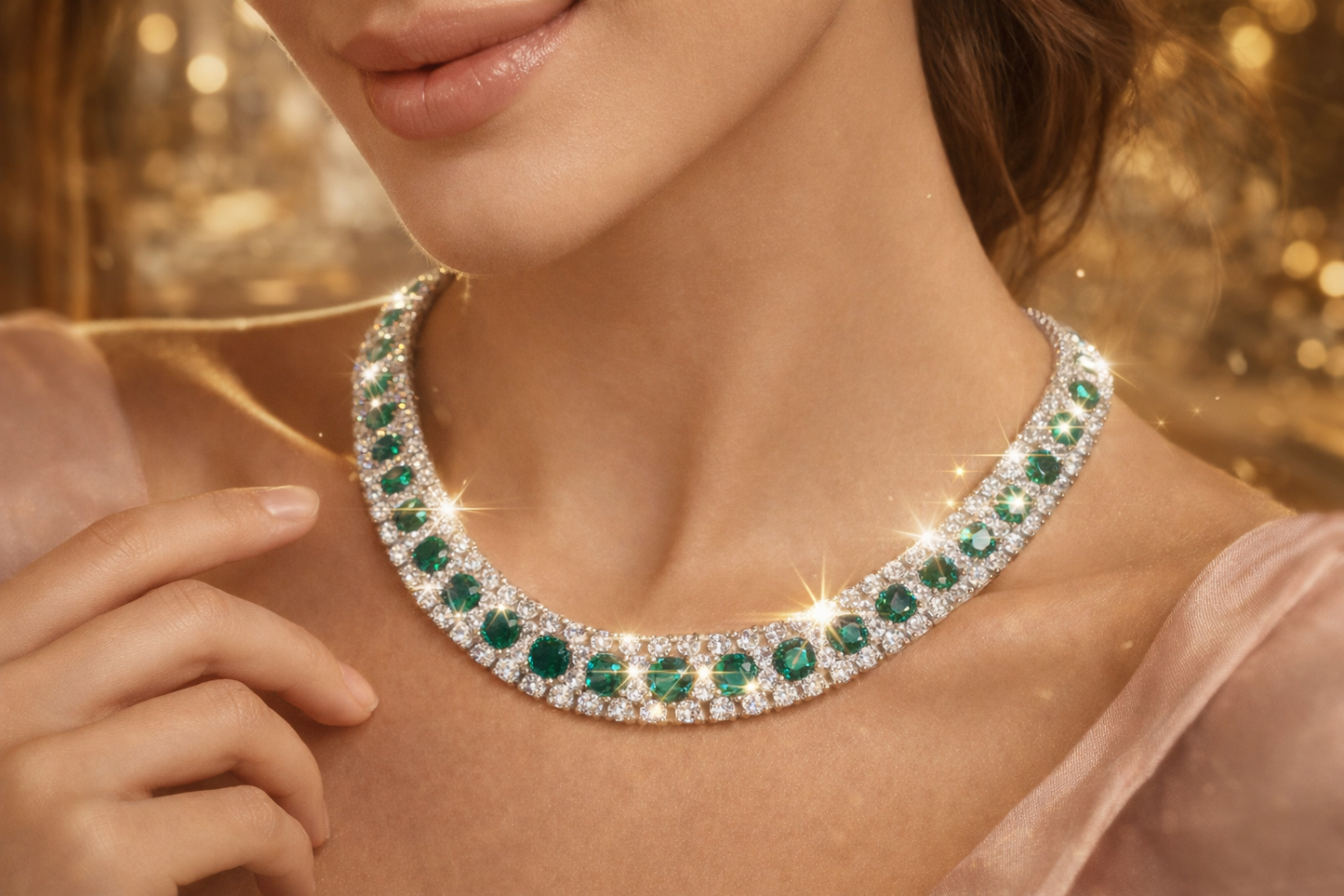 Esmeralda Royale™ — Gargantilla & Pendientes que Deslumbran