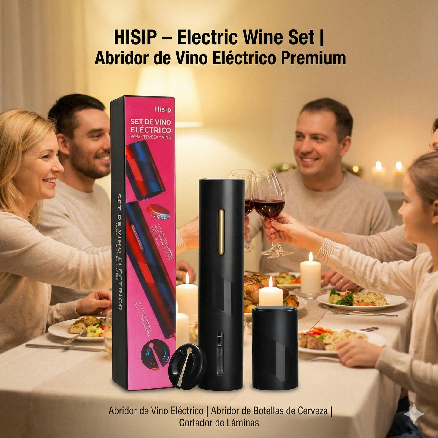 HISIP – Electric Wine Set | Abridor de Vino Eléctrico Premium
